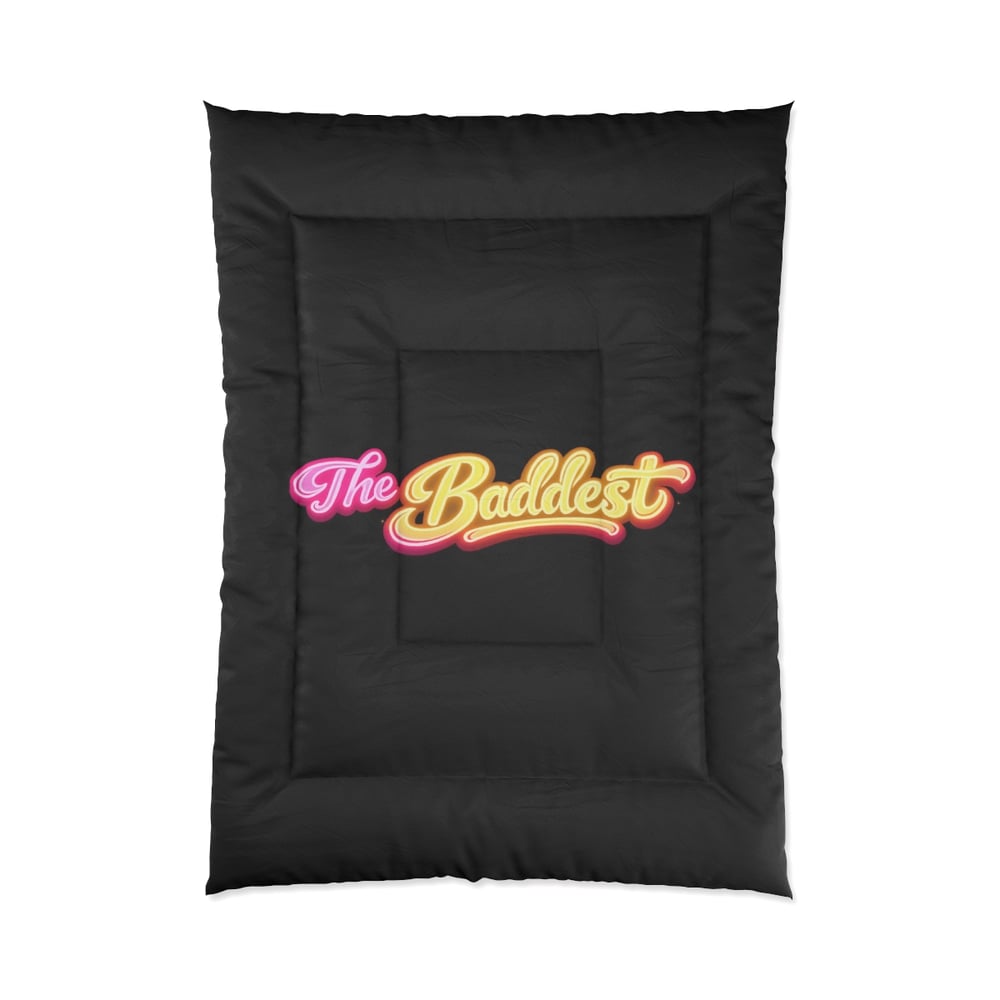 Image of The Baddest Black Comforter — Retro Pink & Gold Bedroom Throwb