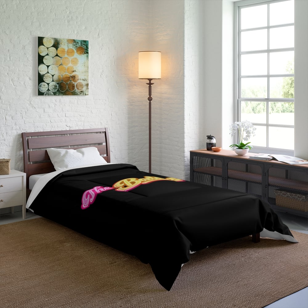 Image of The Baddest Black Comforter — Retro Pink & Gold Bedroom Throwb