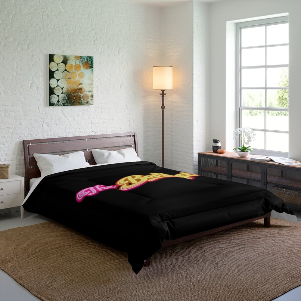 Image of The Baddest Black Comforter — Retro Pink & Gold Bedroom Throwb