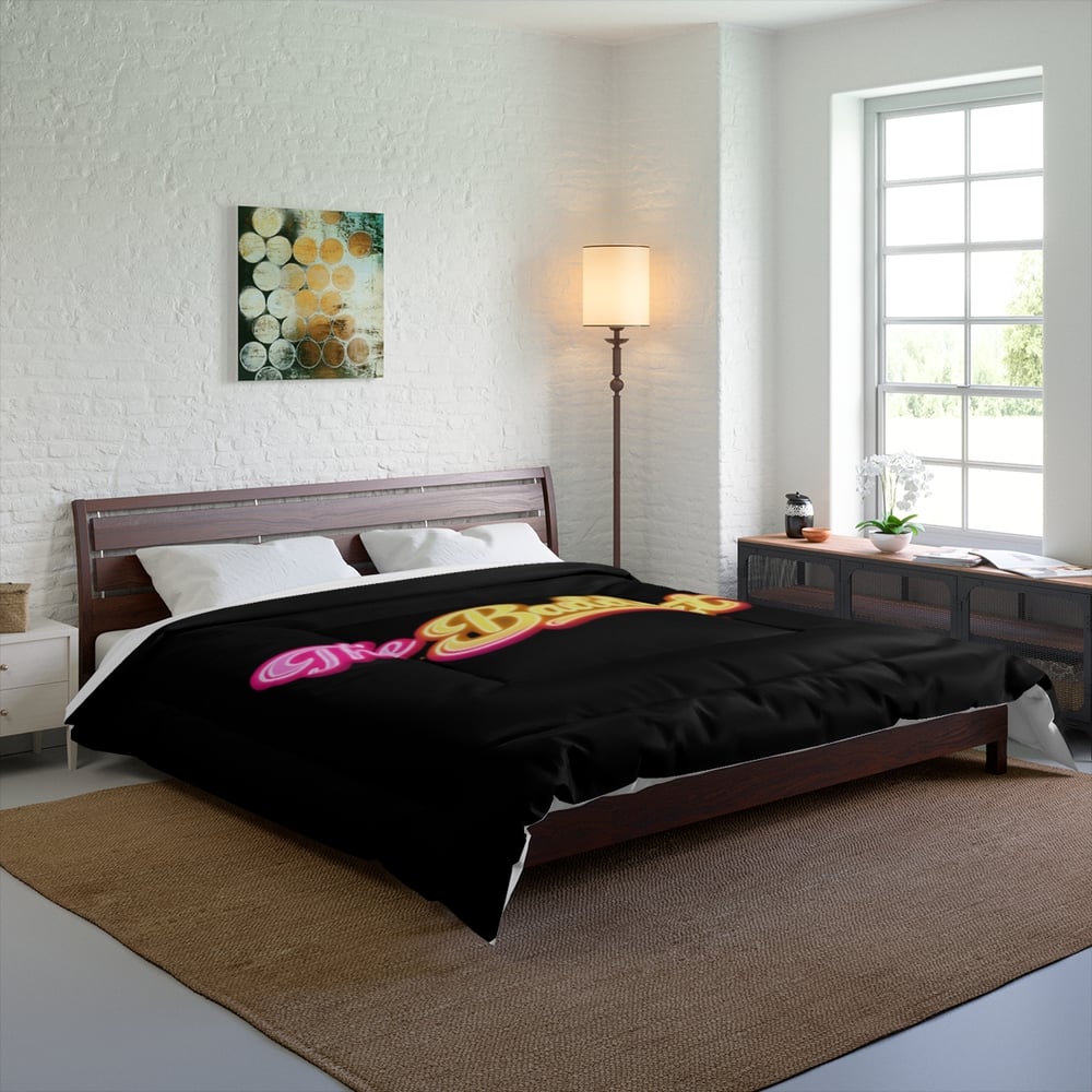 Image of The Baddest Black Comforter — Retro Pink & Gold Bedroom Throwb