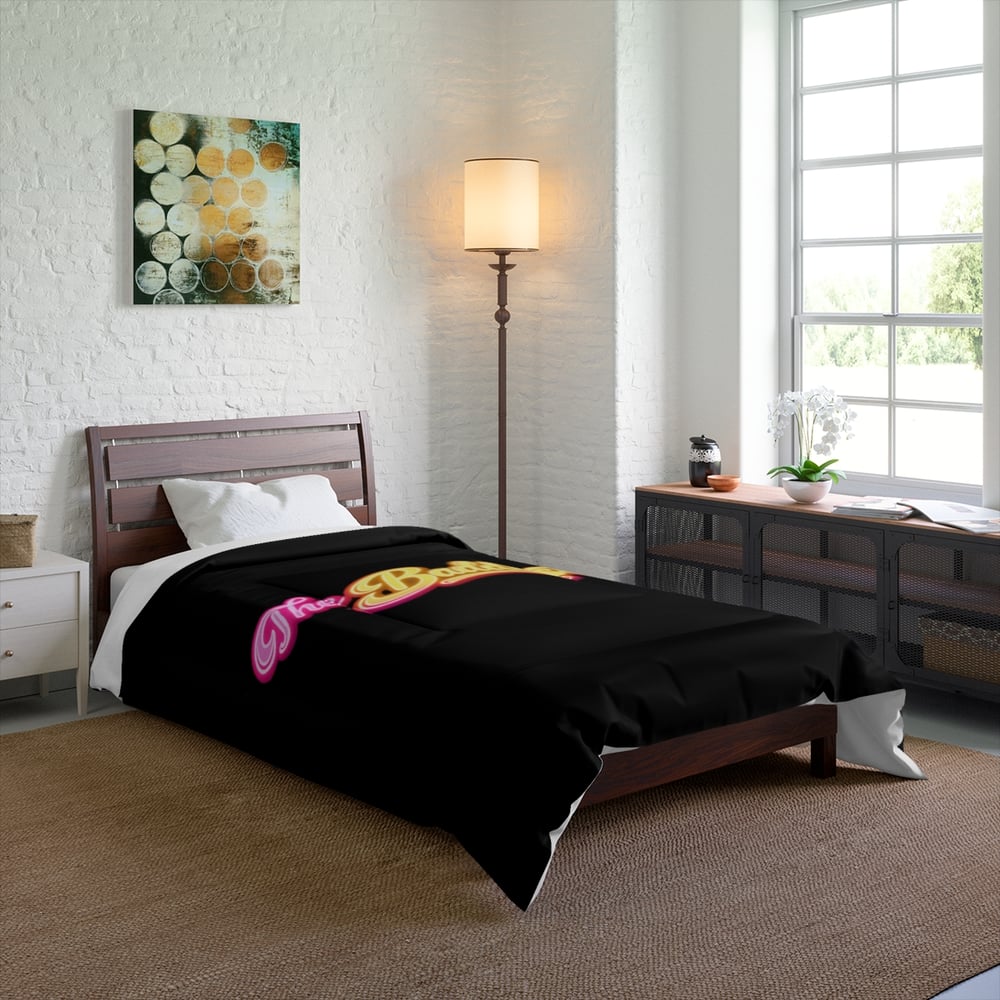 Image of The Baddest Black Comforter — Retro Pink & Gold Bedroom Throwb