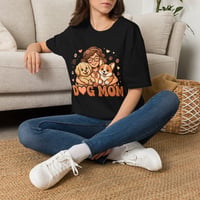 Image 1 of Dog Mom Illustration T-Shirt | Cute Woman with Corgi & Pup Graphic