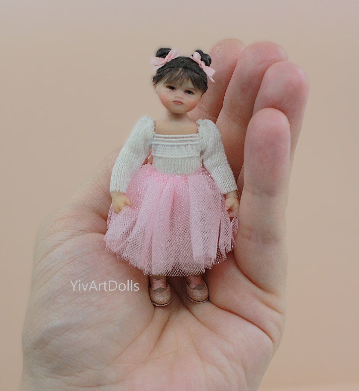 Image of OOAK 1:12 Scale Dollhouse Miniature Artisan Ballerina Doll Baby Girl