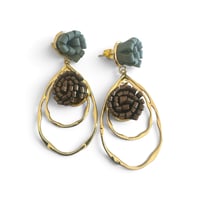 Image 1 of Boucles d'oreilles pendantes, modèle BLOOM, Vert 
