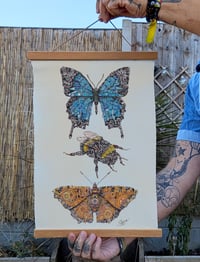 Steampunk Bee & Butterflies Natural Fabric Wall Hanging