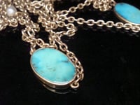 Image 2 of EDWARDIAN 15CT YELLOW GOLD TURQUOISE NATURAL PEARL LONGUARD CHAIN 32 INCH 28.4G