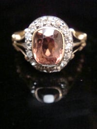 Image 4 of STUNNING  EDWARDIAN  18CT TOURMALINE OLD CUT DIAMOND CLUSTER RING