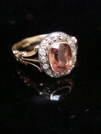 Image 1 of STUNNING  EDWARDIAN  18CT TOURMALINE OLD CUT DIAMOND CLUSTER RING