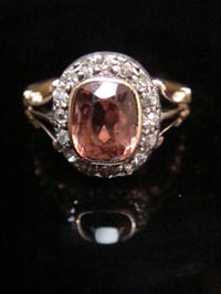 Image 5 of STUNNING  EDWARDIAN  18CT TOURMALINE OLD CUT DIAMOND CLUSTER RING