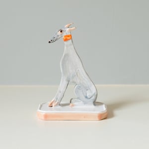 Image of Miniature Whippet Ornament - Blue with orange collar