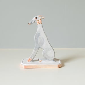 Image of Slight Second - Miniature Whippet Ornament - Blue with stud collar
