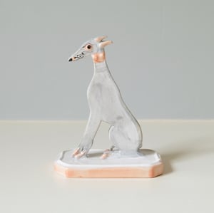 Image of Miniature Whippet Ornament - Blue with pink stud collar