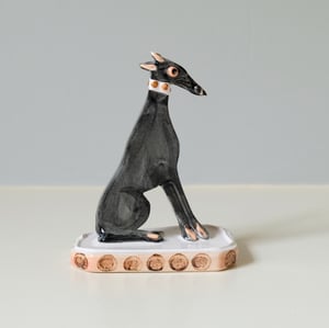 Image of Miniature Whippet Ornament - Black with stud collar