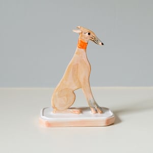 Image of Miniature Whippet Ornament - Tan with blue nose and paws