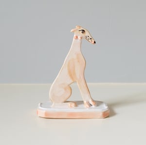 Image of Miniature Whippet Ornament - Tan with blue nose and paws.