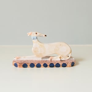 Image of Miniature Whippet Ornament - Fawn with manganese splattered base