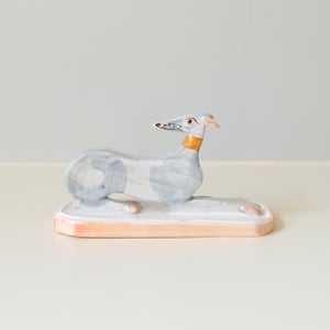 Image of Miniature Whippet Ornament - Blue with yellow collar