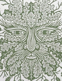 Image 2 of ‘The Green Man’ Very Ltd ed (7) linocut print (Sage Green)
