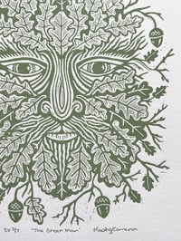 Image 3 of ‘The Green Man’ Very Ltd ed (7) linocut print (Sage Green)
