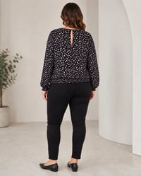 Image 2 of H&M Divided Black & Pink Heart Print Blouse – UK 16
