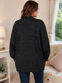 Image 2 of Atmosphere Black Metallic Cocoon Cardigan with Pockets – Size 14
