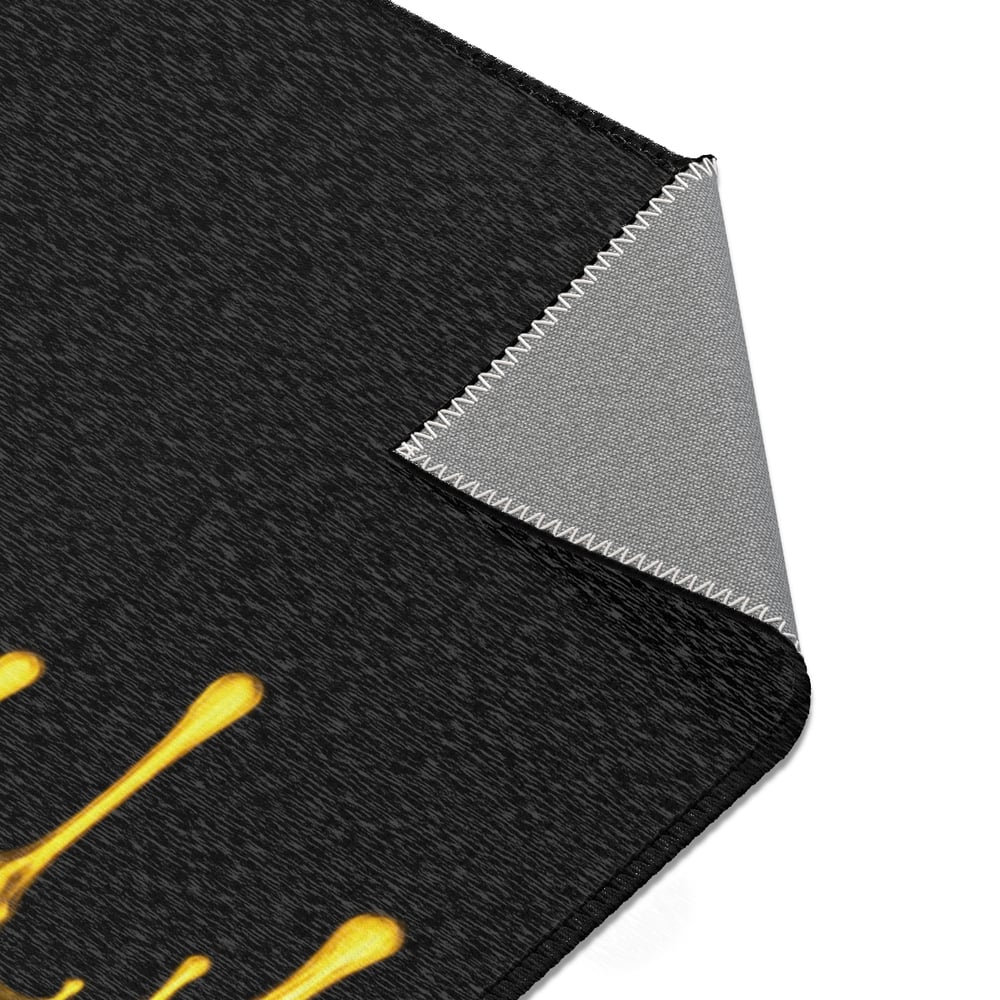 Image of Pressure Graffiti Area Rug — Black & Yellow Drip Street Art Accent Rug