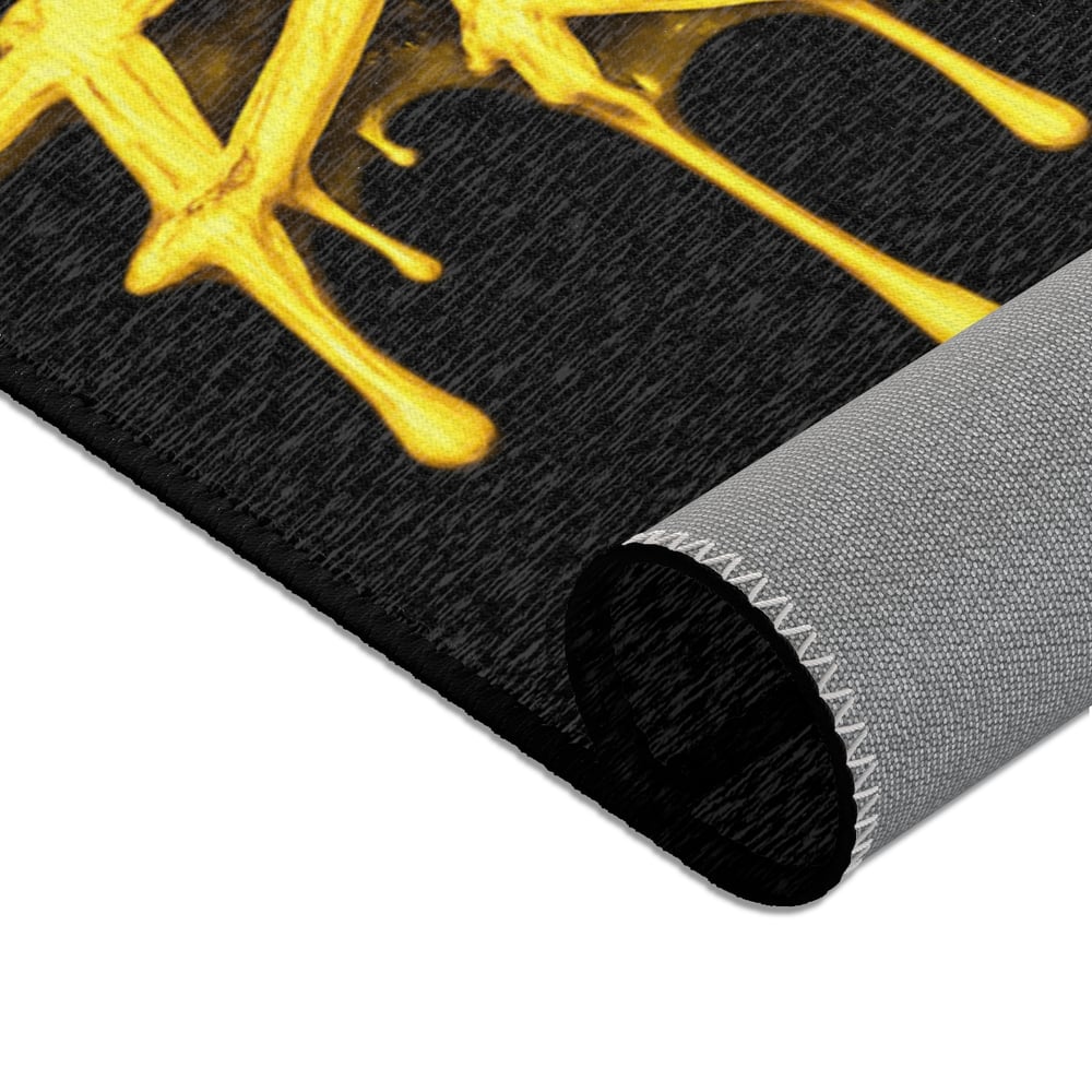 Image of Pressure Graffiti Area Rug — Black & Yellow Drip Street Art Accent Rug
