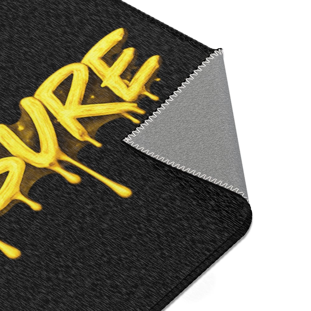 Image of Pressure Graffiti Area Rug — Black & Yellow Drip Street Art Accent Rug