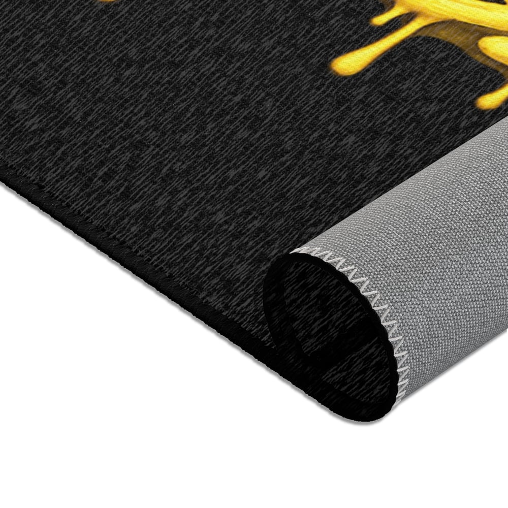 Image of Pressure Graffiti Area Rug — Black & Yellow Drip Street Art Accent Rug