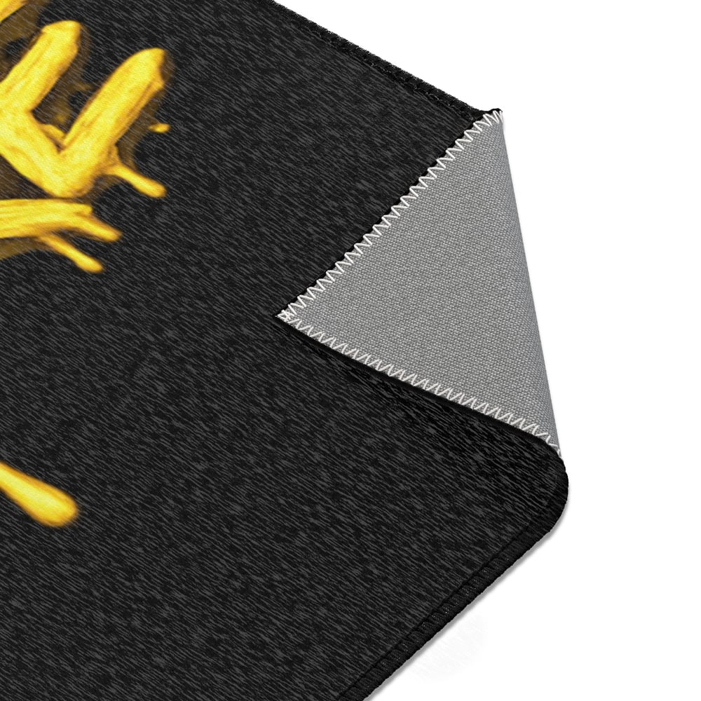 Image of Pressure Graffiti Area Rug — Black & Yellow Drip Street Art Accent Rug