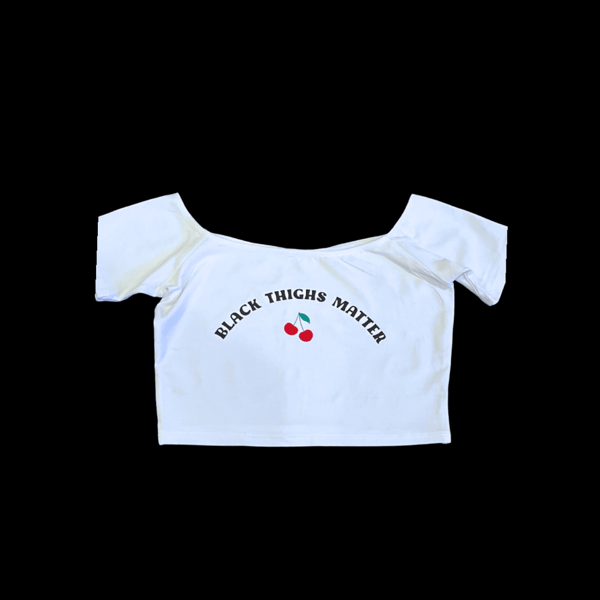 Image of Cherry Teeny Crop Top (White)