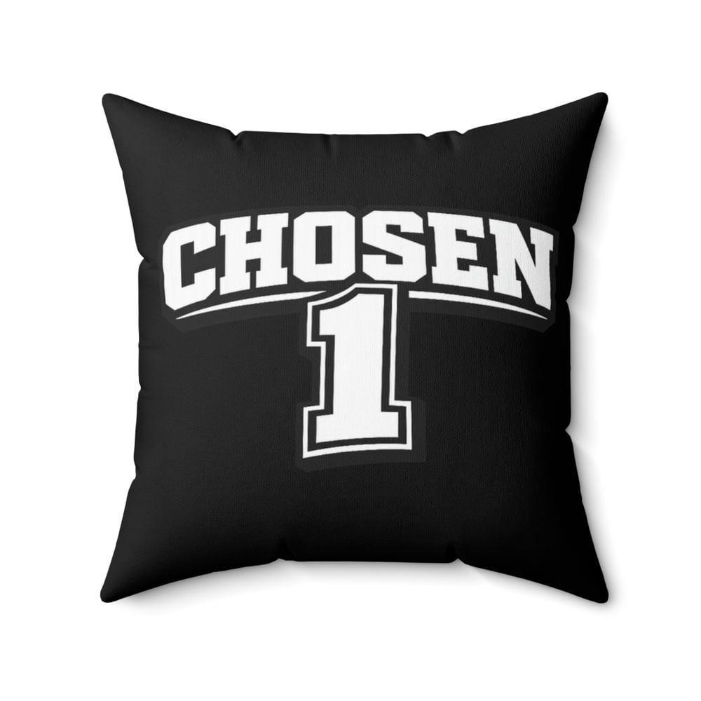 Image of Chosen 1 Decorative Pillow — Black Athletic Number Throw Pillow