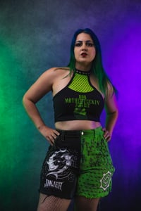 Image 4 of Size  Jinjer split dye denim shorts