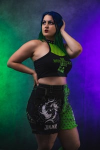 Image 8 of Size  Jinjer split dye denim shorts