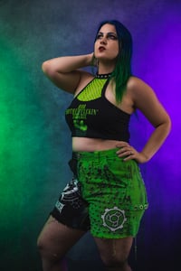 Image 21 of Size  Jinjer split dye denim shorts
