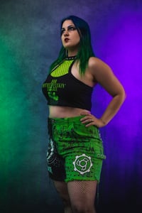 Image 9 of Size  Jinjer split dye denim shorts