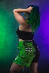 Image 13 of Size  Jinjer split dye denim shorts