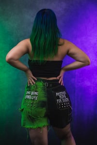 Image 15 of Size  Jinjer split dye denim shorts