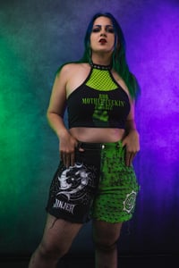 Image 6 of Size  Jinjer split dye denim shorts