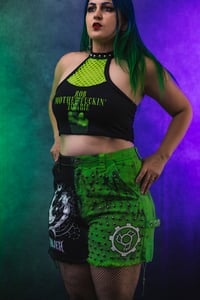 Image 2 of Size  Jinjer split dye denim shorts