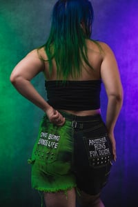 Image 17 of Size  Jinjer split dye denim shorts