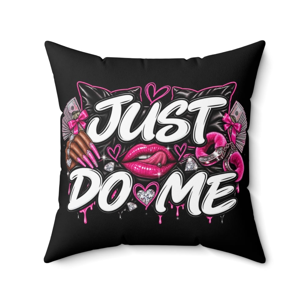 Image of Just Do Me Pillow — Bold Pink Lip & Cat Ear Graphic Throw Pillow