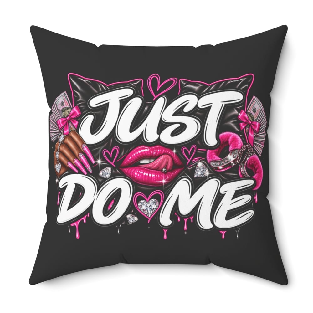 Image of Just Do Me Pillow — Bold Pink Lip & Cat Ear Graphic Throw Pillow
