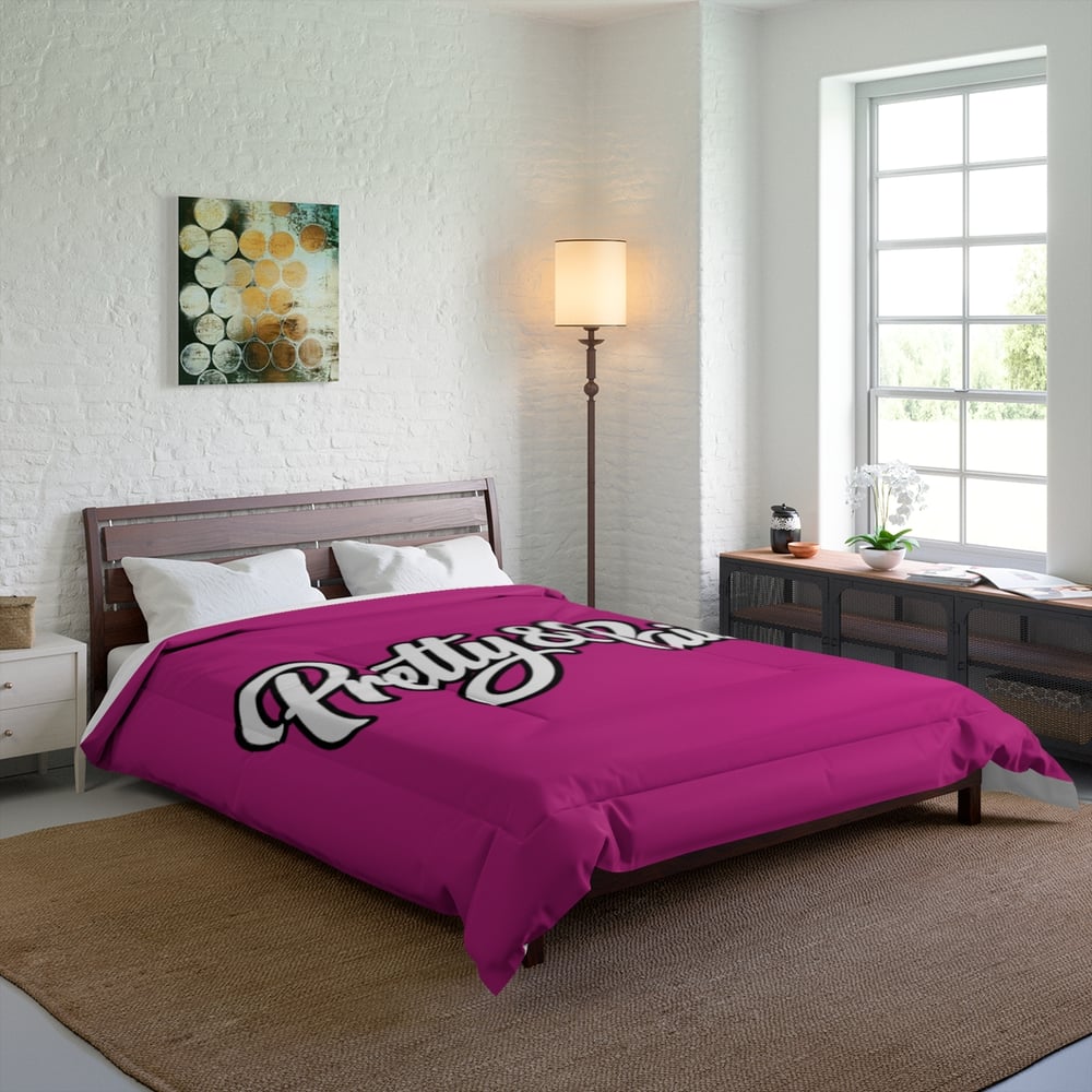 Image of Pretty & Paid Comforter – Bold Script Black Bedspread