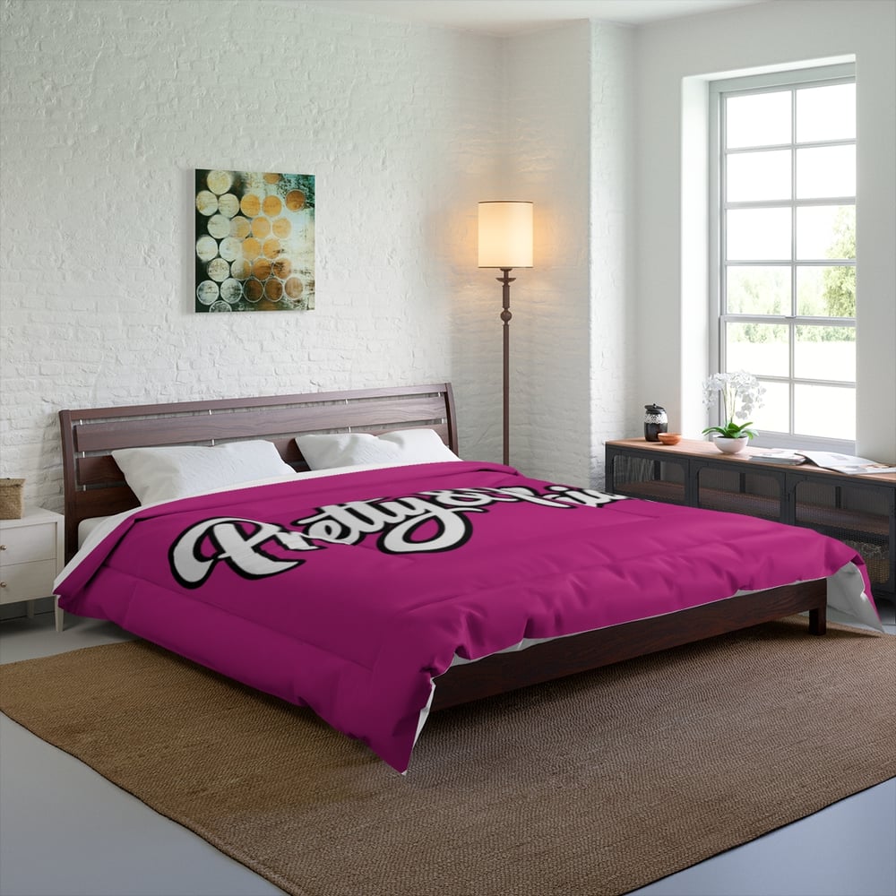 Image of Pretty & Paid Comforter – Bold Script Black Bedspread