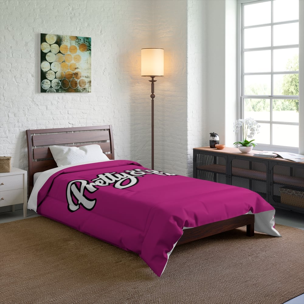 Image of Pretty & Paid Comforter – Bold Script Black Bedspread
