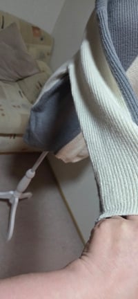 Image 5 of Grey & Cream Colour Block Oversized Knit Jumper – Size XL/UK14