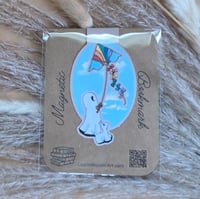 Image 2 of Magnetic Bookmark--Swoopy Ghost Flying a Rainbow Pride Kite