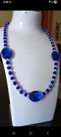 Image 2 of SHOCKING ROYAL BLUE AND CLEAR CRYSTAL BEADED NECKLACE 