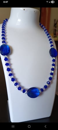 Image 3 of SHOCKING ROYAL BLUE AND CLEAR CRYSTAL BEADED NECKLACE 